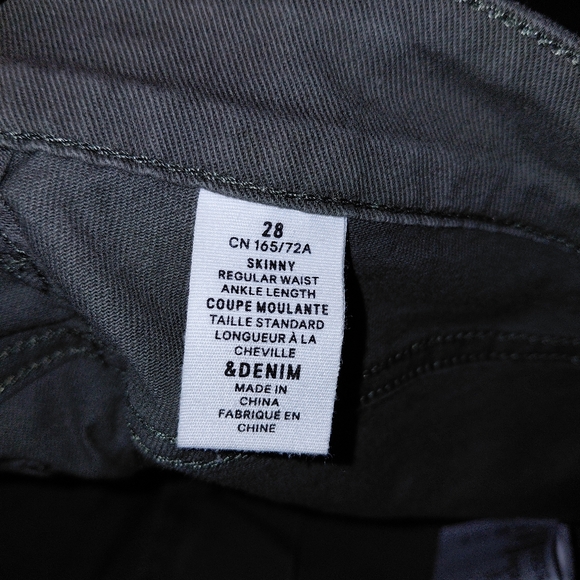 H&M Khaki Green Skinny Ankle Jeans - Regular Waist - Size 28 - Picture 7 of 16